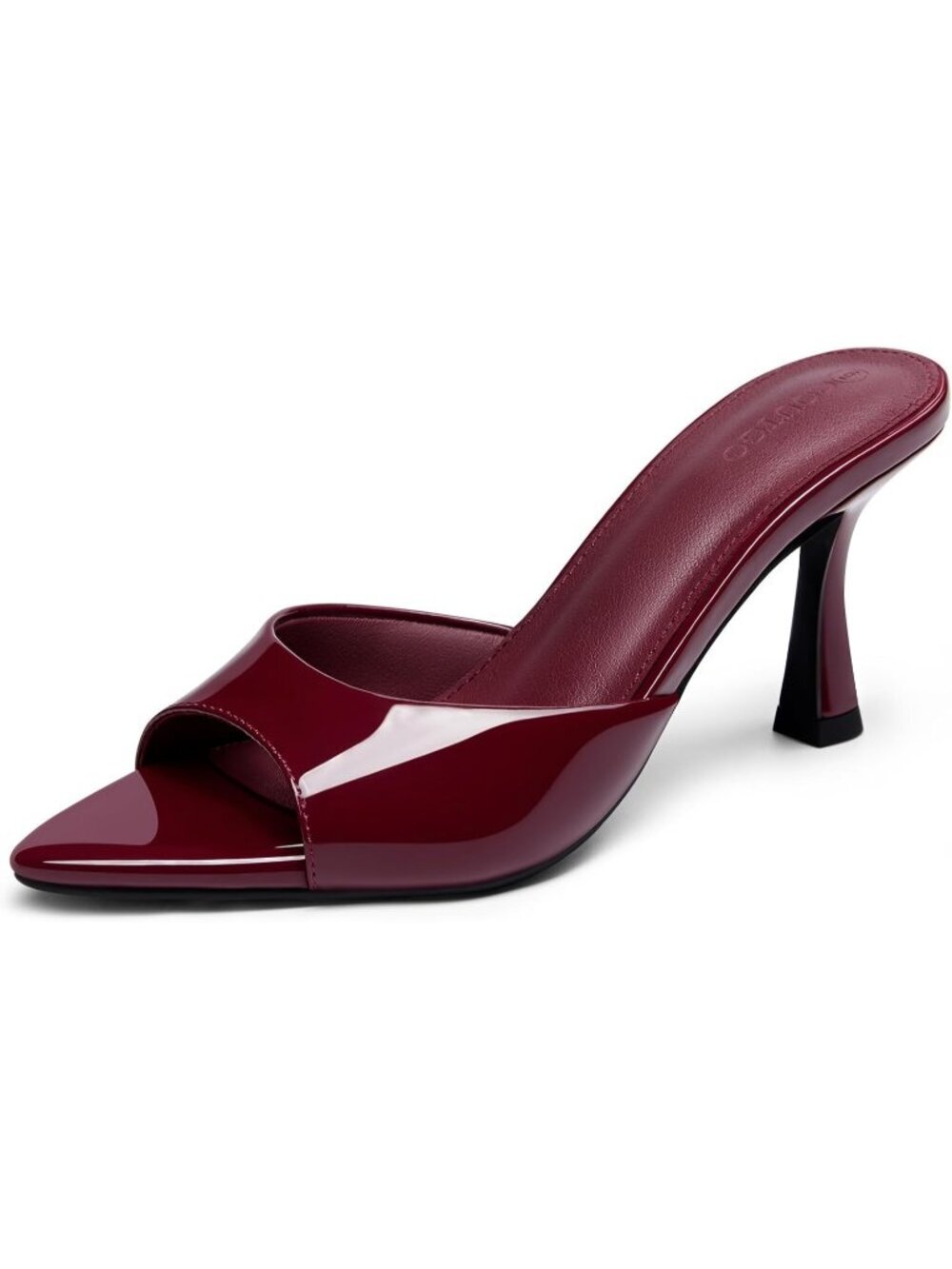 Women's Burgundy Pointed Toe High Heels Slip On Backless Imported Sandals